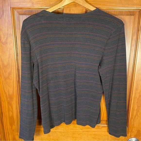 Lauren Ralph Lauren 100% Cotton Long Sleeved T-Shirt with Silver Button Detail - Picture 5 of 5